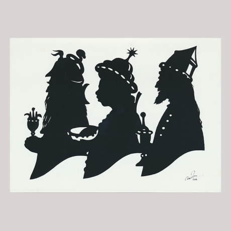 
        Three wise men, looking left.